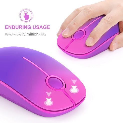VssoPlor Wireless Mouse, 2.4G Slim Portable Computer Mice with Nano Receiver for Notebook, PC, Laptop (Gradient Purple)