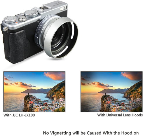 JJC LH-X100 Lens Hood Sun Shade with 49mm Filter Adapter for Fuji X100VI X100V X100F X100T