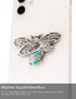 Allengel Bee Phone Ring Holder, Cute Finger Kickstand with Crystal for iPhone or Smartphone Cases, Silver Turquoise