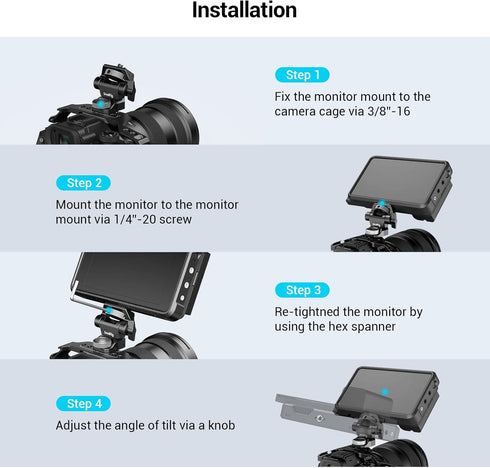 SmallRig Adjustable Camera Monitor Mount for ARRI-Style, 360° Swivel & 180° Tilt Monitor Holder, 2903B