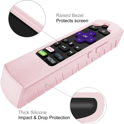 CaseBot Remote Case for Roku Voice, Express HD / 4K+, Ultra LT Enhanced Voice, Streaming Stick+ Remote, Pink Sand Anti