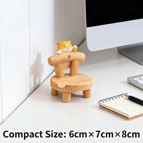 JLEivvi Cute Dog Wooden Phone Stand Mini Desktop Holder for All Mobile Phones, Adorable Home Office Decor Accessories