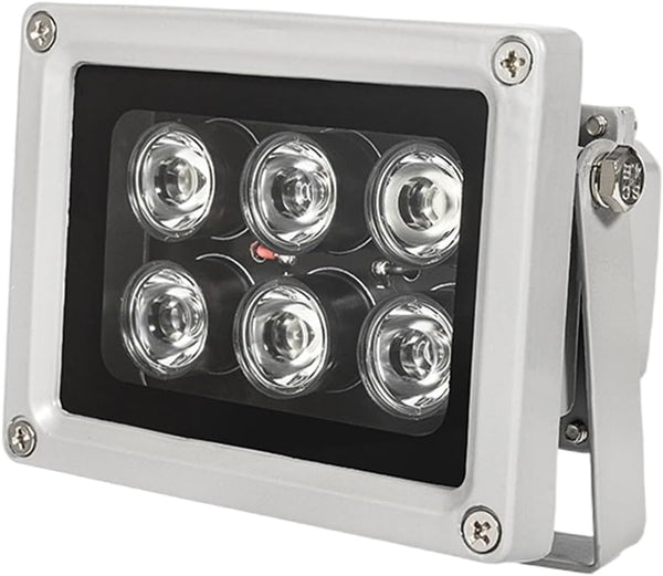 Night Vision IR Illuminators, 940nm Invisible 6-LEDs Infrared Light, IP65 Water-Resistant Outdoor Floodlight for