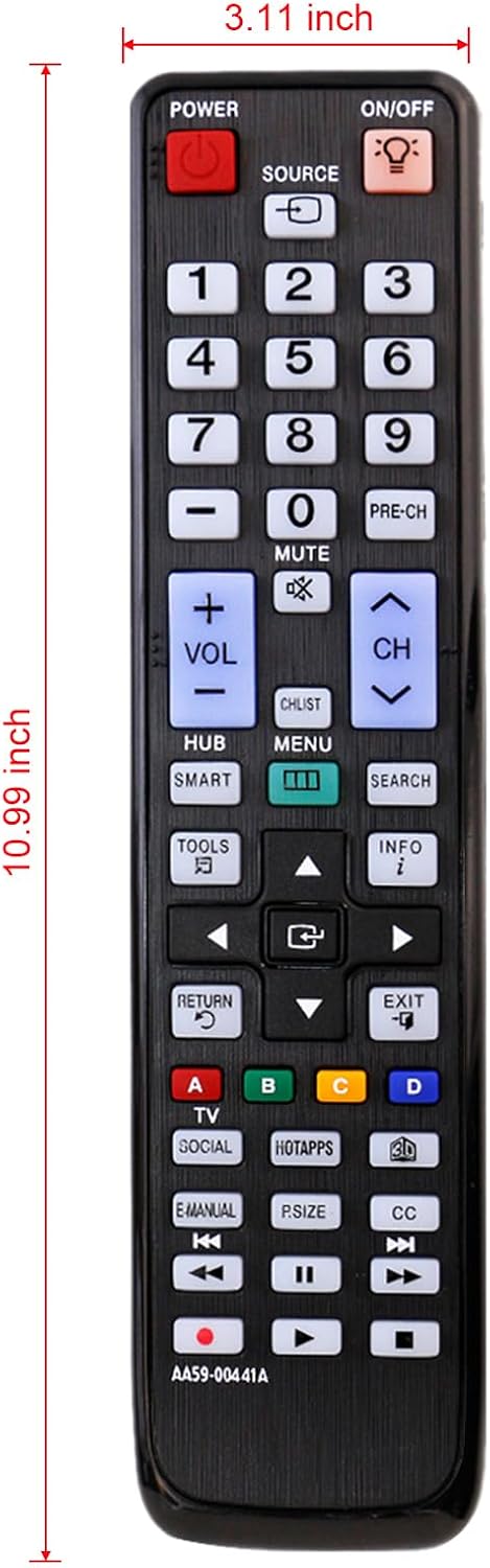 AA59-00441A Replaced Remote for Samsung LCD LED HDTV TV Models AA59-00463A, AA59-00444A, AA59-00477A