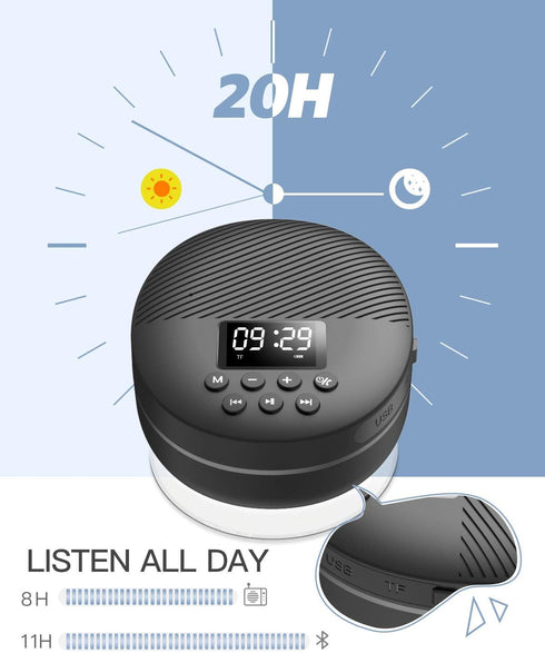 Shower Radio Speaker with Bluetooth 5.0, AGPTEK Waterproof FM, Suction Cup, 12H Playback, Handsfree Calling, Black