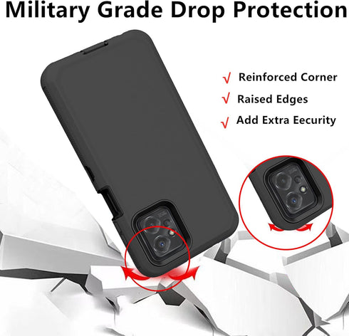 Motorola Moto G Power 5G 2023 Case, Defender Heavy Duty Shockproof Dustproof 3 in 1 Rugged Protective Cover (Black)