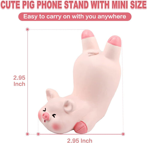 Seninda Funny Pig Phone Holder Pink Resin Cellphone Stand with Playful Upside-Down Design, Cute Animal Desk Accessory