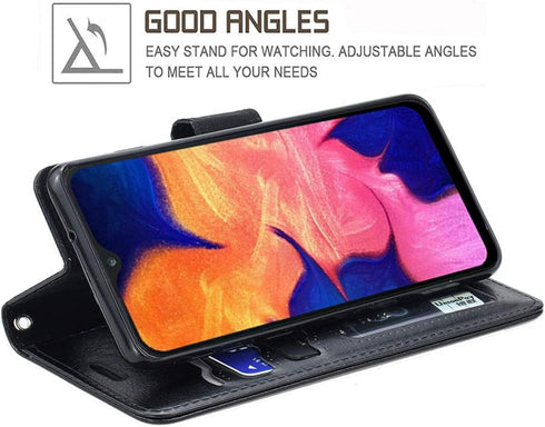 Galaxy A10E Wallet Case, Premium PU Leather Flip Protective Phone Cover with Card Slots & Kickstand for Samsung A10E