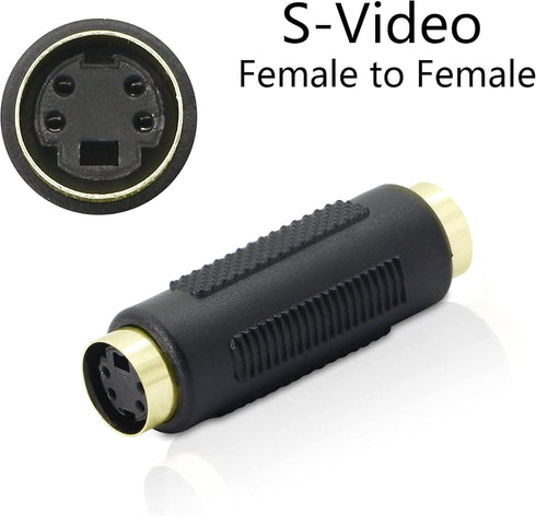 YACSEJAO 2Pack Mini Din 4 PIN S-Video Female to Female Adapter, Gold-Plated, 4 Terminal Connector for SVHS/S-Video Cable