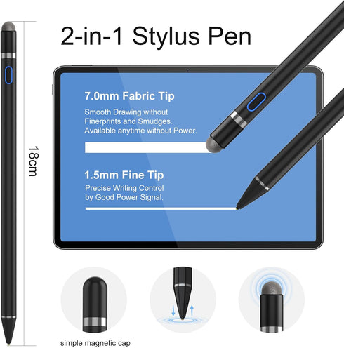 Compatible iOS & Android Touch Screens Active Stylus Pen, Rechargeable Stylus for iPad, Samsung, Cellphone Drawing