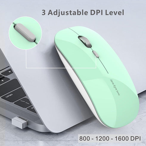 Uciefy Q5 Slim Rechargeable Wireless Mouse, 2.4G Portable Optical Silent Mouse with USB Receiver and Type C Adapter