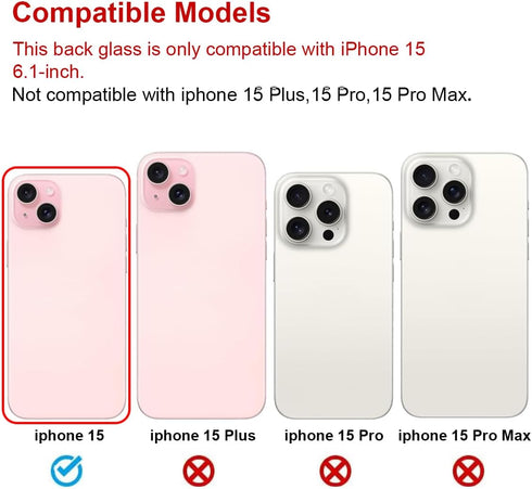 OEM Back Glass Replacement for iPhone 15 6.1-inches with Repairing Tool Kit (Pink)