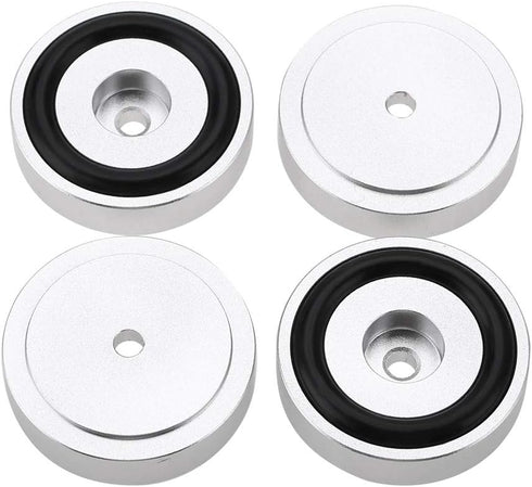 4Pcs Anti Vibration Amplifier Feet, 4010mm Aluminium Alloy Universal Copper Speaker Spikes Pads, Silver