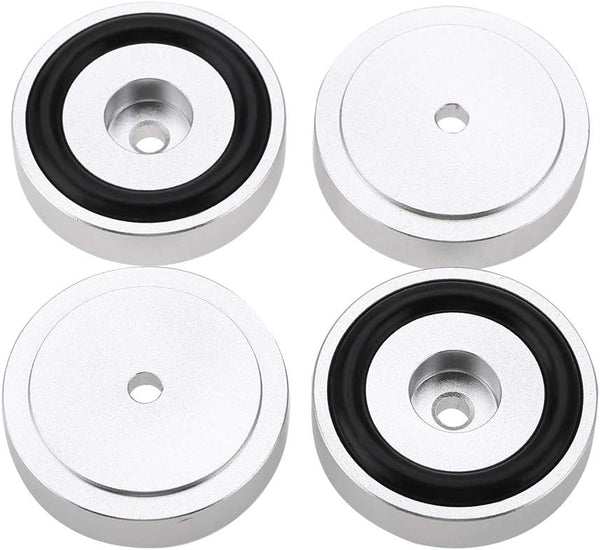 4Pcs Anti Vibration Amplifier Feet, 4010mm Aluminium Alloy Universal Copper Speaker Spikes Pads, Silver