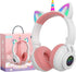 Unicorn Kids Headphones for Girls, Foldable Bluetooth Headphones for Toddlers, Light Up Wireless Headphones for