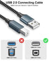 BLITEZZ 16ft, USB Printer Cable High Speed HP Printer Cable USB A to USB B Printer Cord, Universal Nylon Long printer