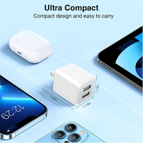 REKNA 14 13 12 11 USB Wall Charger, Dual Port Cube Power Adapter Charger Plug Block Charging Box, Dual Port Wall Fast