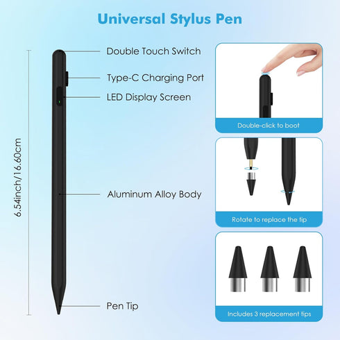 MoKo Stylus Pen for Touch Screen, Active Universal Stylus Pen Compatible with iPad/iPhone/Samsung/Tablet Devices
