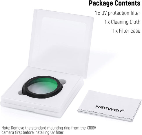 NEEWER UV Protection Filter for X100 Series Cameras, Multi Coated HD Optical Glass Lens Filter for Fujifilm Cameras
