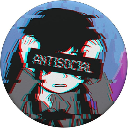 PopSockets Standard PopGrip - Antisocial Sad Anime Girl Japanese Vaporwave Aesthetic