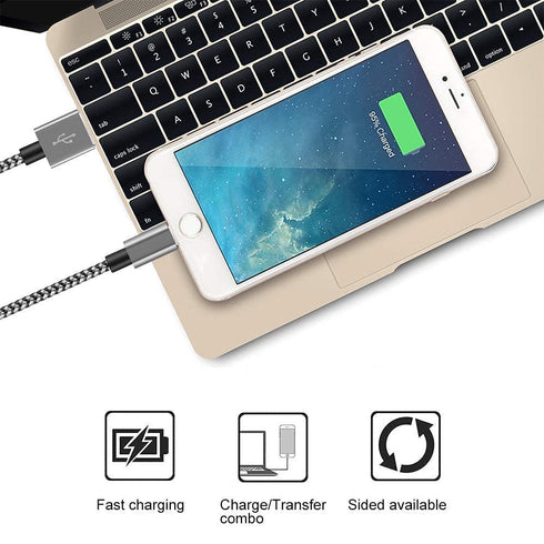 4-Pack Short iPhone Charger Cable 1FT, Braided Lightning to USB Fast Charger for iPhone 12 Pro Max/11/X/8/7/6S Plus,