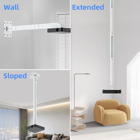 suptek 49inch Extended Mini Projector Ceiling Mount, Adjustable Wall Mount with Thread Adapters for Projector