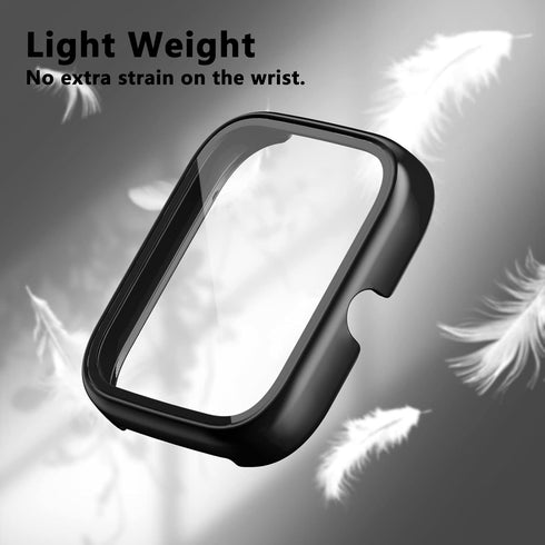 Screen Protector for Amazfit Bip 3/Bip 3 Pro Smartwatch, 2-Pack Hard PC Bumper Full Face Cover Accessories (Black)