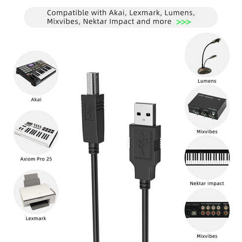 XMHEIRD 6ft Mr2000s USB Cable for Korg Rackmount Studio Recorder