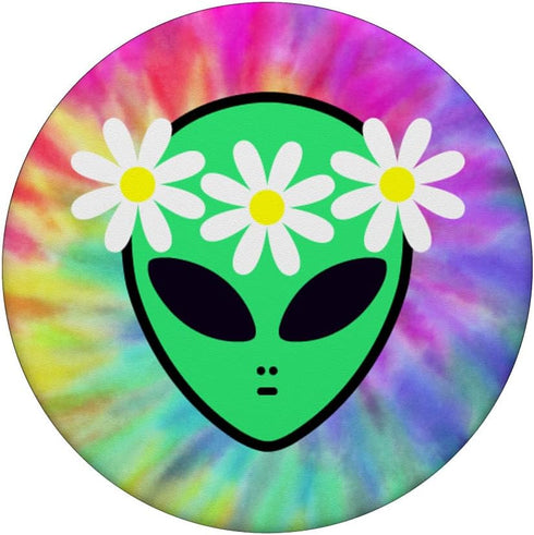 PopSockets Swappable PopGrip - Cute Alien Face Head Hippie Flower Crown Rainbow Tie Dye