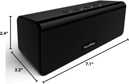 MusiBaby Bluetooth Speaker, Waterproof Portable Speaker with Booming Bass, Stereo, Dual Pairing, 24H Playtime, Wireless