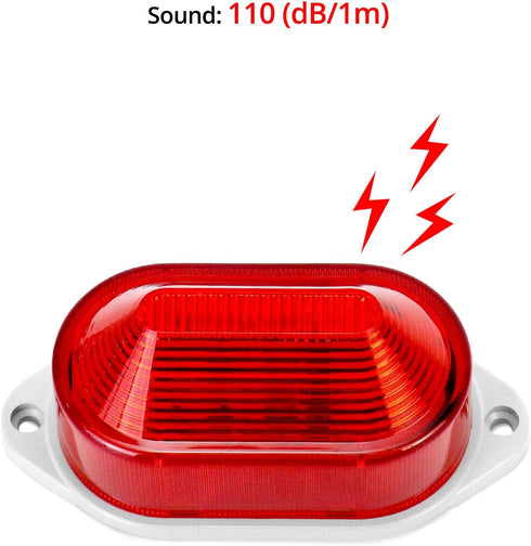QWORK Industrial Strobe Siren Alarm Light – AC110V - 120V Red, 110 dB Loud Sound, 2 Pack