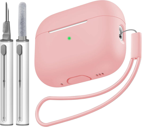 Compatible with AirPods Pro 2 Case, Soft Silicone Skin Cover with Cleaner Kit and Lanyard, Front LED Visible (Light