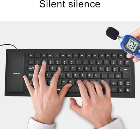 Foldable Silicone Keyboard, USB Waterproof Travel Gaming Wired Keyboard, Full Size Compatible with Windows, PC, Mac