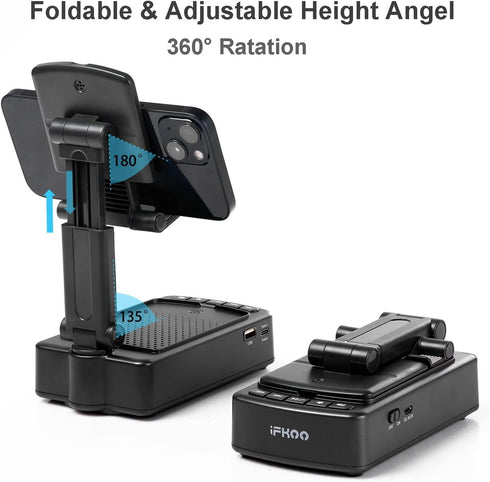 iFkoo BT5.3, Gifts for Men Women, Phone Stand with Bluetooth Speaker Gifts for Him Dad Who have everything, Phone