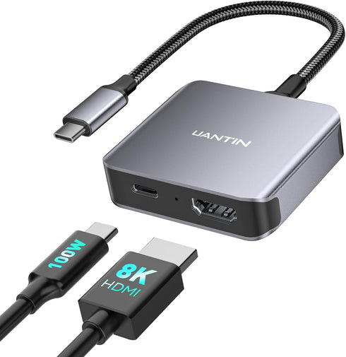 UANTIN USB C to HDMI 2.1 Adapter with 100W USBC Charging Port, Supports