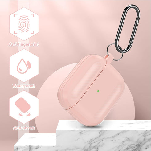ORIbox Carbon Fiber Case for Apple AirPods 3, Full Protective Skin with Keychain