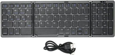 Luqeeg Foldable Bluetooth Keyboard, 81 Keys Pocket Keyboard, Rechargeable Full Size Slim Keyboard for Windows Tablet PC