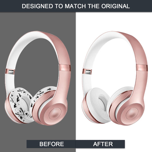 Replacement Ear Pads for Beats Solo 2 & 3 Wireless Headphones, Cushions with Memory Foam, Softer Leather, White