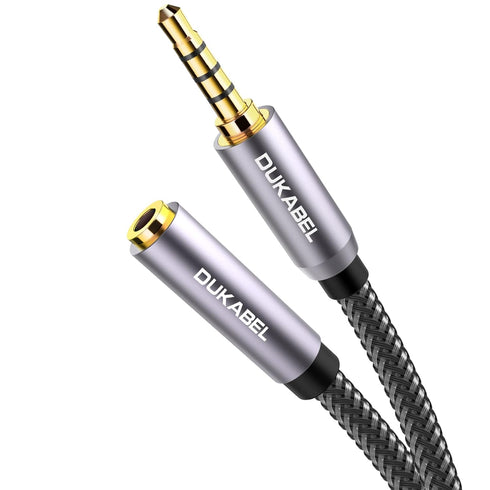DUKABEL Headphone Extension Cable, 3.5mm TRRS Male to Female Stereo Audio Cable for Smartphone, PC, TV, and More