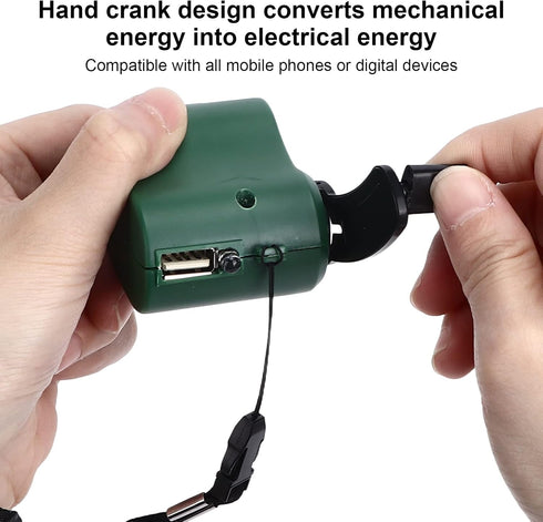 USB Hand Crank Phone Charger, Portable Emergency Charger with LED Light for Hiking and Camping