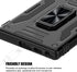 Shockproof Phone Case for Samsung Galaxy S24 Ultra, Sliding Camera Cover & Ring Holder Kickstand, Black
