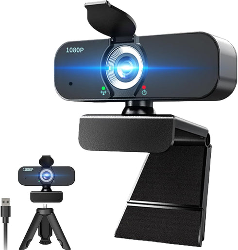 Lusinx 1080P Webcam for Computer/Laptop/Desktop/PC, External Camera with Microphone, USB Plug&Play, Auto Low