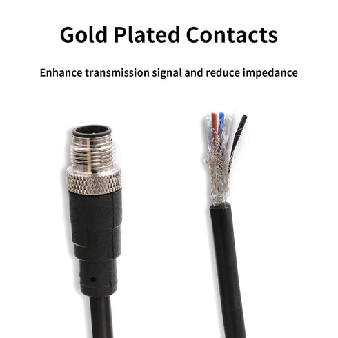 Eonvic Industrial M12 5 Pin Male Aviation Sensor Connector with Electrical PVC Cable