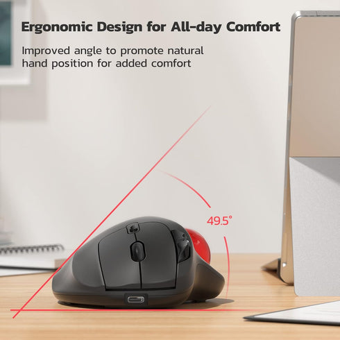 Nulea M501 Wireless Trackball Mouse, Rechargeable Ergonomic Mouse with Easy Thumb Control, 3 Device Connection