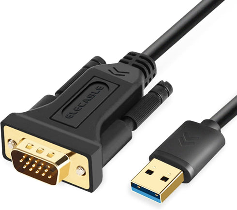 USB to VGA Adapter Cable 6.5FT, Compatible with Mac OS/Windows, 1080P Monitor Display Adapter