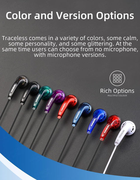 Yuandao Wired HiFi Earbuds, 15.4mm Dynamic Colorful Flat Head Earphones with 3.5mm Plug, Bass Stereo for Gaming/Sport