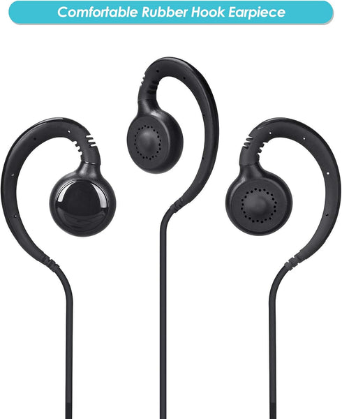 2-Pack Walkie Talkie Earpieces, 2.5mm/3.5mm 2-Pin Headset with PTT Mic for Motorola Radios