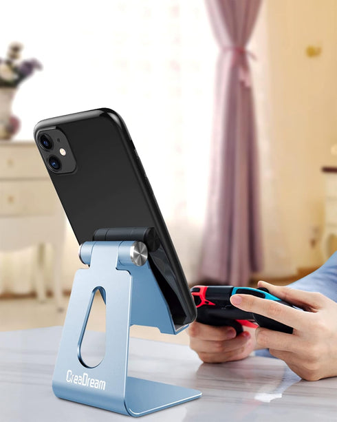 CreaDream Adjustable Cell Phone Stand, Aluminum Desktop Holder Compatible with Phone 13/12 Pro Max, All Mobile Phones,