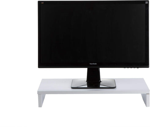 Mind Reader Woodland Collection Monitor Stand, 33 lb. Capacity, Desktop Organizer, White