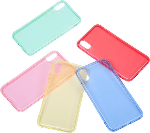 Wisdompro Case Bundle of 5 Pack for iPhone Xs, X - Extra Slim Jelly Soft TPU Gel Protective Cover (Blue, Aqua Blue, Hot